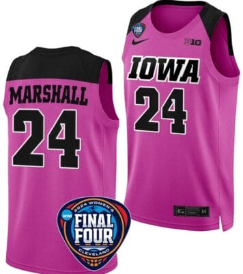 Gabbie Marshall Jersey #24 Iowa Hawkeyes Basketball 2024 NCAA March Madness Final Four Pink