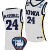 Gabbie Marshall Jersey #24 Iowa Hawkeyes Basketball 2024 NCAA March Madness Final Four White