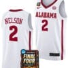 Grant Nelson Jersey #2 Alabama Crimson Tide 2024 NCAA March Madness Final Four Basketball White