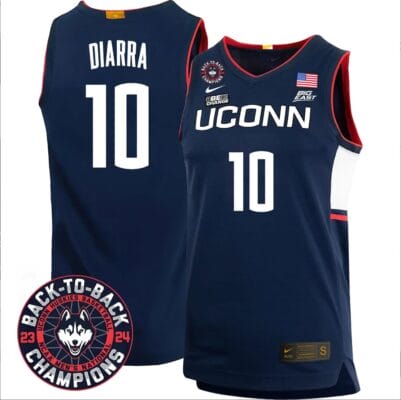 Hassan Diarra Jersey #10 UConn Huskies Basketball 2024 Back To Back Champions Patch Navy 8 Hassan Diarra Jersey #10 UConn Huskies Basketball 2024 Back To Back Champions Patch Navy