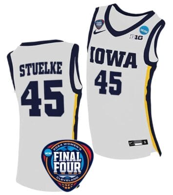 Hannah Stuelke Jersey #45 Iowa Hawkeyes Basketball 2024 NCAA March Madness Final Four White