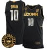 Hassan Diarra Jersey #10 UConn Huskies Basketball 2024 Back To Back Champions Patch Black Gold