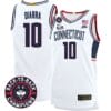 Hassan Diarra Jersey #10 UConn Huskies Basketball 2024 Back To Back Champions Patch White