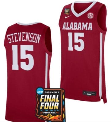 Jarin Stevenson Jersey #15 Alabama Crimson Tide 2024 NCAA March Madness Final Four Basketball Crimson
