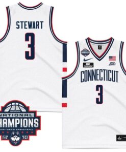 Jaylin Stewart Jersey #3 UConn Huskies 2024 NCAA Basketball National Champions White