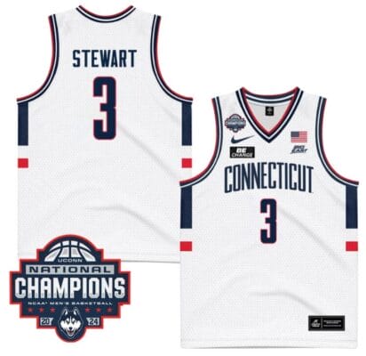 Jaylin Stewart Jersey #3 UConn Huskies 2024 NCAA Basketball National Champions White 6 Jaylin Stewart Jersey #3 UConn Huskies 2024 NCAA Basketball National Champions White