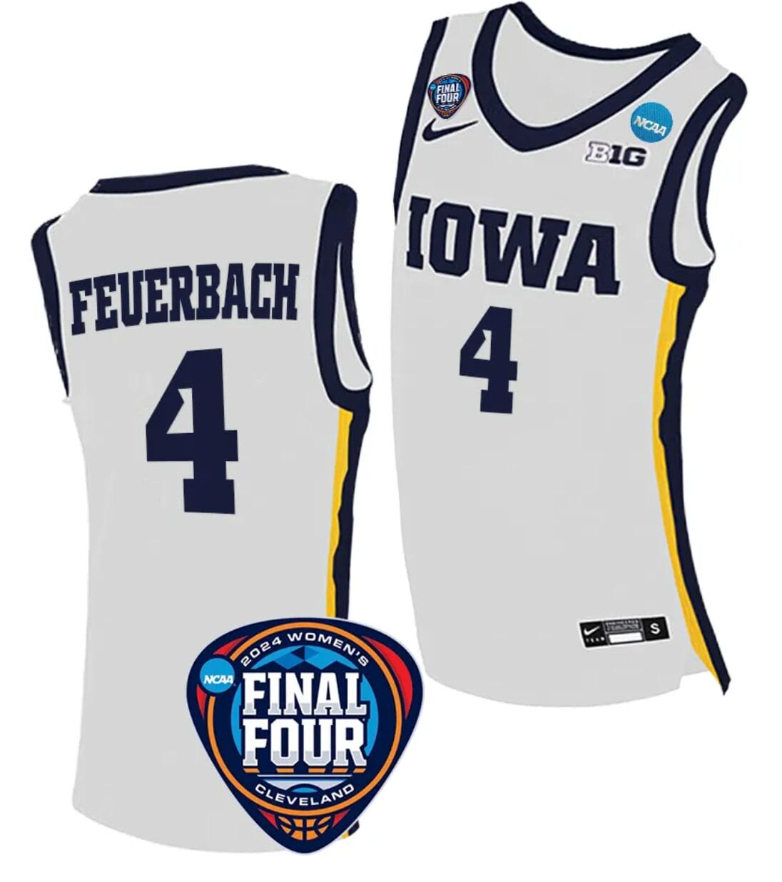 Kylie Feuerbach Jersey #4 Iowa Hawkeyes Basketball 2024 NCAA March Madness Final Four White 1 Kylie Feuerbach Jersey #4 Iowa Hawkeyes Basketball 2024 NCAA March Madness Final Four White