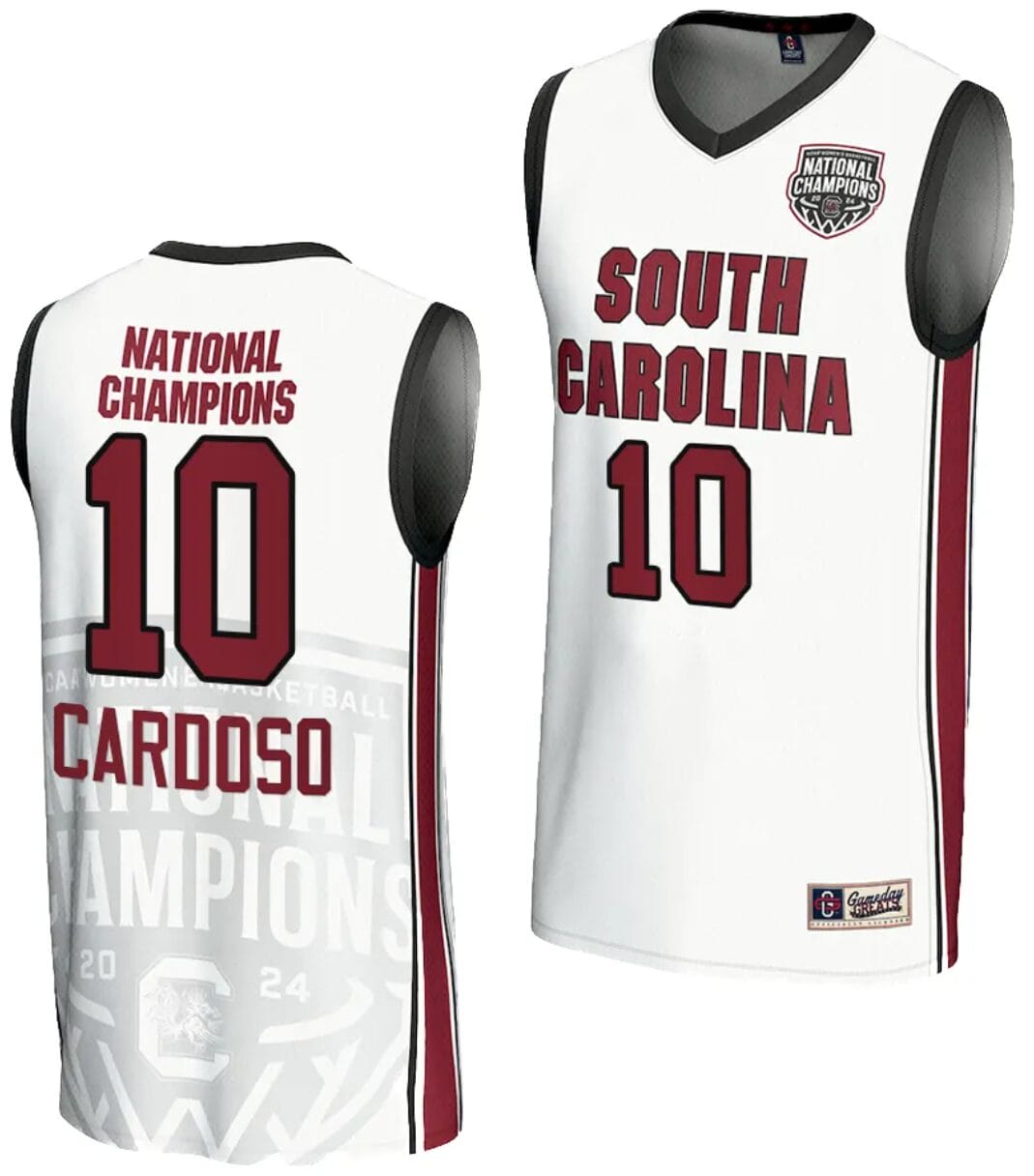 Kamilla Cardoso Jersey #10 South Carolina Gamecocks 2024 NCAA Basketball National Champions White 1 Kamilla Cardoso Jersey #10 South Carolina Gamecocks 2024 NCAA Basketball National Champions White