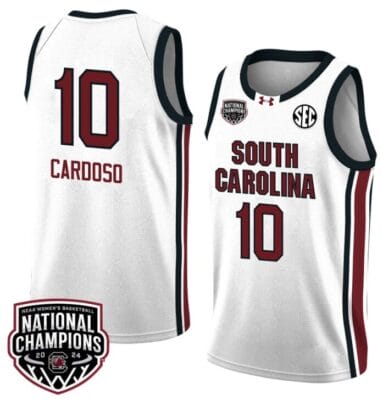 Kamilla Cardoso Jersey #10 South Carolina Gamecocks 2024 NCAA Basketball National Champions White Red