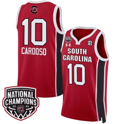 Kamilla Cardoso Jersey #10 South Carolina Gamecocks Basketball 2024 National Champions All Stitched Red