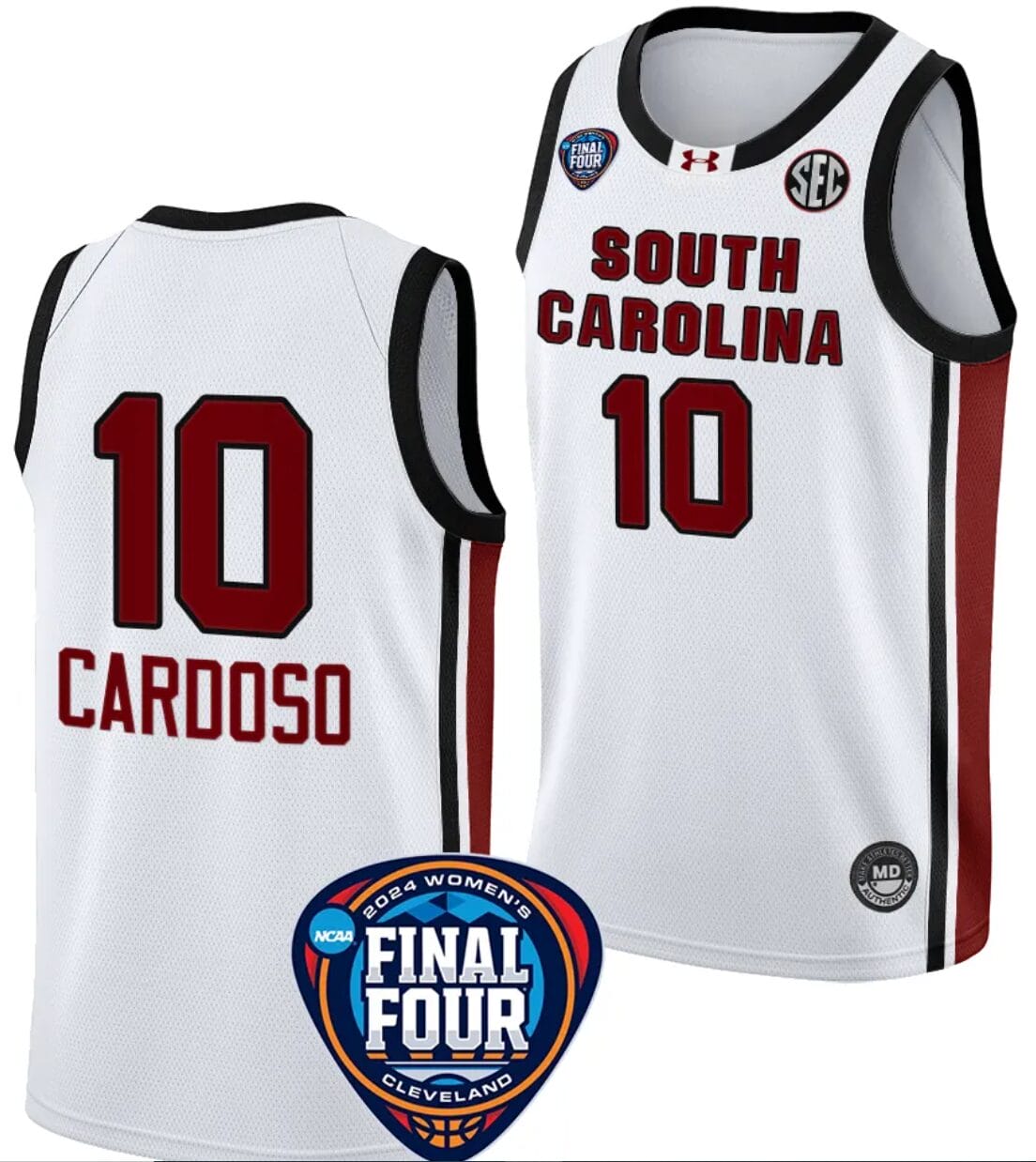 Kamilla Cardoso Jersey #10 South Carolina Gamecocks Basketball 2024 NCAA March Madness Final Four White 1 Kamilla Cardoso Jersey #10 South Carolina Gamecocks Basketball 2024 NCAA March Madness Final Four White