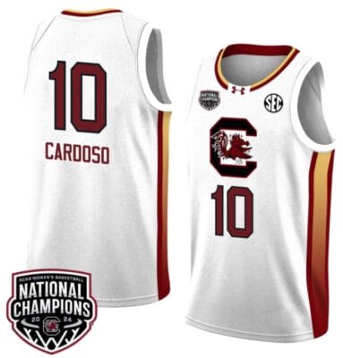 Kamilla Cardoso Jersey #10 South Carolina Gamecocks 2024 NCAA Basketball National Champions White Yellow 6 Kamilla Cardoso Jersey #10 South Carolina Gamecocks 2024 NCAA Basketball National Champions White Yellow
