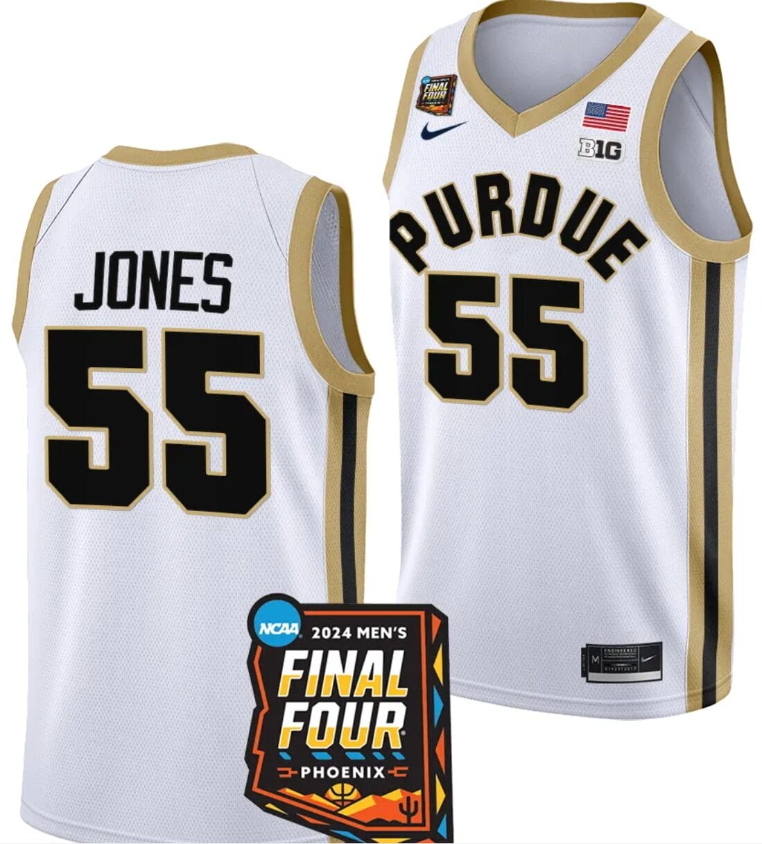 Lance Jones Jersey #55 Purdue Boilermakers 2024 NCAA March Madness Final Four Basketball White 1 Lance Jones Jersey #55 Purdue Boilermakers 2024 NCAA March Madness Final Four Basketball White