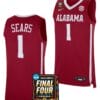 Mark Sears Jersey #1 Alabama Crimson Tide 2024 NCAA March Madness Final Four Basketball Crimson