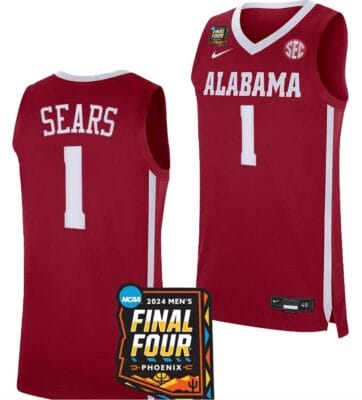 Mark Sears Jersey #1 Alabama Crimson Tide 2024 NCAA March Madness Final Four Basketball Crimson