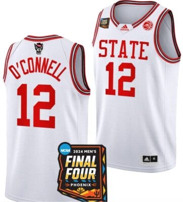 Michael O'Connell Jersey #12 NC State Wolfpack 2024 NCAA March Madness Final Four Basketball White 6 Michael O'Connell Jersey #12 NC State Wolfpack 2024 NCAA March Madness Final Four Basketball White