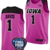 Molly Davis Jersey #1 Iowa Hawkeyes Basketball 2024 NCAA March Madness Final Four Pink 5 Molly Davis Jersey #1 Iowa Hawkeyes Basketball 2024 NCAA March Madness Final Four Pink