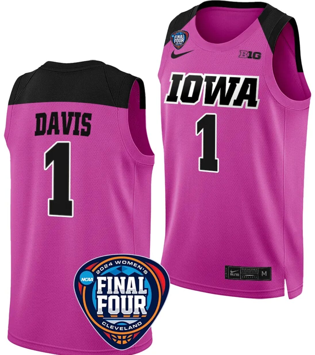 Molly Davis Jersey #1 Iowa Hawkeyes Basketball 2024 NCAA March Madness Final Four Pink 1 Molly Davis Jersey #1 Iowa Hawkeyes Basketball 2024 NCAA March Madness Final Four Pink