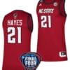 Madison Hayes Jersey #21 NC State Wolfpack Basketball 2024 NCAA March Madness Final Four Red