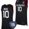 Nika Muhl Jersey #10 UConn Huskies Basketball 2024 NCAA March Madness Final Four Black