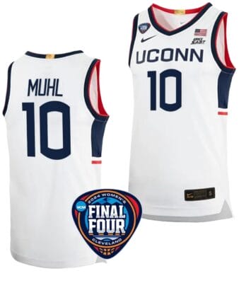 Nika Muhl Jersey #10 UConn Huskies Basketball 2024 NCAA March Madness Final Four White