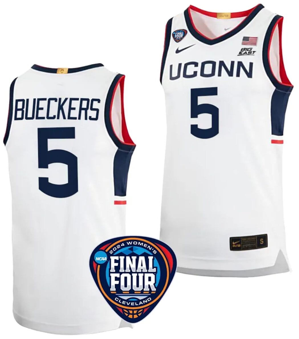 Paige Bueckers Jersey #5 UConn Huskies Basketball 2024 NCAA March Madness Final Four White 1 Paige Bueckers Jersey #5 UConn Huskies Basketball 2024 NCAA March Madness Final Four White