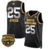 Raven Johnson Jersey #25 South Carolina Gamecocks Basketball 2024 National Champions All Stitched Black Gold