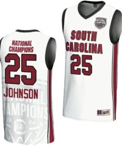 Raven Johnson Jersey #25 South Carolina Gamecocks 2024 NCAA Basketball National Champions White