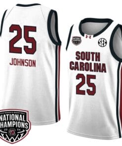 Raven Johnson Jersey #25 South Carolina Gamecocks 2024 NCAA Basketball National Champions White Red