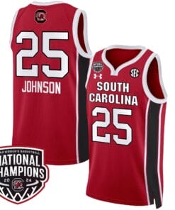 Raven Johnson Jersey #25 South Carolina Gamecocks Basketball 2024 National Champions All Stitched Red