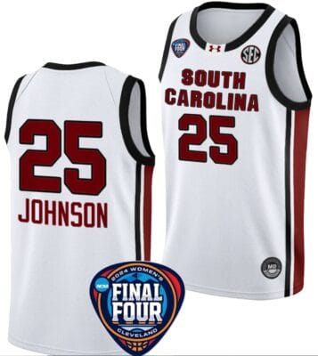 Raven Johnson Jersey #25 South Carolina Gamecocks Basketball 2024 NCAA March Madness Final Four White