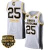 Raven Johnson Jersey #25 South Carolina Gamecocks Basketball 2024 National Champions All Stitched White Gold