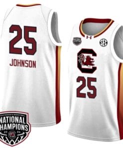 Raven Johnson Jersey #25 South Carolina Gamecocks 2024 NCAA Basketball National Champions White Yellow