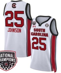 Raven Johnson Jersey #25 South Carolina Gamecocks Basketball 2024 National Champions All Stitched White