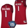 River Baldwin Jersey #1 NC State Wolfpack Basketball 2024 NCAA March Madness Final Four Red