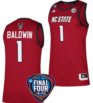 River Baldwin Jersey #1 NC State Wolfpack Basketball 2024 NCAA March Madness Final Four Red
