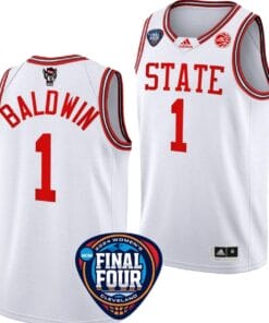 River Baldwin Jersey #1 NC State Wolfpack Basketball 2024 NCAA March Madness Final Four White