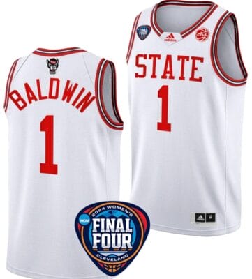 River Baldwin Jersey #1 NC State Wolfpack Basketball 2024 NCAA March Madness Final Four White