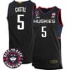 Stephon Castle Jersey #5 UConn Huskies Basketball 2024 Back To Back Champions Patch Black