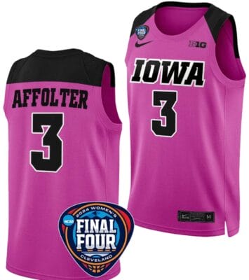 Sydney Affolter Jersey #3 Iowa Hawkeyes Basketball 2024 NCAA March Madness Final Four Pink