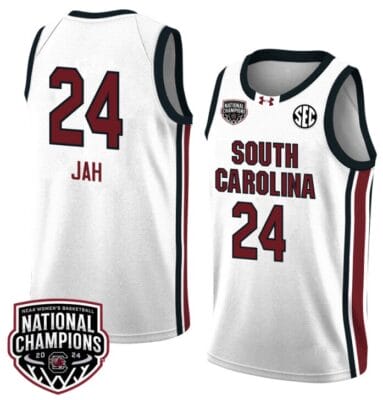 Sahnya Jah Jersey #24 South Carolina Gamecocks 2024 NCAA Basketball National Champions White Red