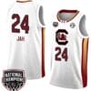 Sahnya Jah Jersey #24 South Carolina Gamecocks 2024 NCAA Basketball National Champions White Yellow