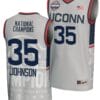 Samson Johnson Jersey #35 UConn Huskies 2024 NCAA Basketball National Champions Lightweight Gray