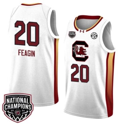 Sania Feagin Jersey #20 South Carolina Gamecocks 2024 NCAA Basketball National Champions White Yellow