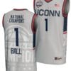 Solomon Ball Jersey #1 UConn Huskies 2024 NCAA Basketball National Champions Lightweight Gray