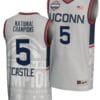 Stephon Castle Jersey #5 UConn Huskies 2024 NCAA Basketball National Champions Lightweight Gray