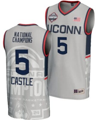 Stephon Castle Jersey #5 UConn Huskies 2024 NCAA Basketball National Champions Lightweight Gray