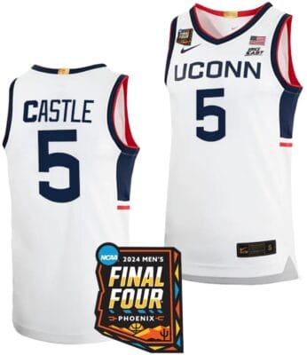 Stephon Castle Jersey #5 UConn Huskies Basketball 2024 NCAA March Madness Final Four White