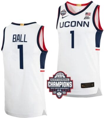 Solomon Ball Jersey #1 UConn Huskies 2024 NCAA Basketball National Champions White Elite 6 Solomon Ball Jersey #1 UConn Huskies 2024 NCAA Basketball National Champions White Elite