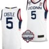 Stephon Castle Jersey #5 UConn Huskies 2024 NCAA Basketball National Champions White Elite